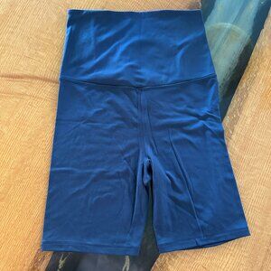 Girlfriend Collective Maternity High Rise Bike Shorts, Navy Blue, Size S